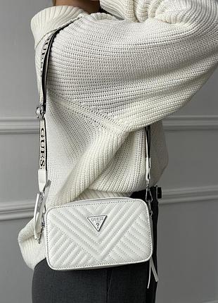 Сумка женская белый стеганый guess гесс кросс-боди