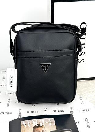 Чоловіча сумка месенджер guess через плече чорний гес
