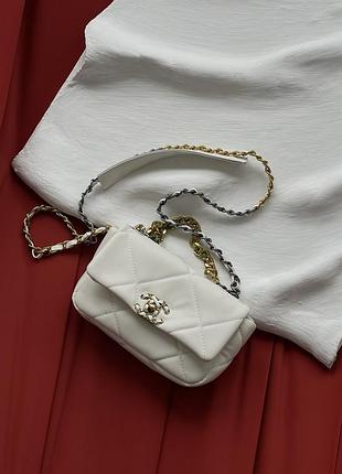 Сумка женская клатч chanel 19 chain shoulder bag через плечо белый шанель