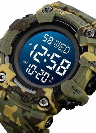 Тактические водостойкие кварцевые часы skmei kamo green спортивные часы для мужчин с подсветкой и секунд ve-33
