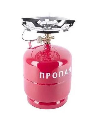 Газовый кемпинговый комплект intertool 8 л горелка и баллон для отдыха на природе и приготовления пищи dm-11