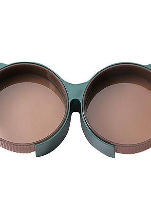 ★➚миска taotaopets двойная с ушками для котов и собак круглая зеленая легкая в уходе кормушка dm-11