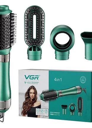Стайлер-фен vgr v-493 бирюзовый фен-щетка для укладки волос мощность 1000 вт ионизация расческа ve-33