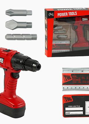 Детский шуруповерт t 1401 (48/2) звук, подсветка, 3 насадки, на батарейках, в коробке