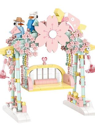 ★➚3d конструктор loz цветочные качели 626 деталей пластиковый набор для девочек от 6 лет развивающая игра