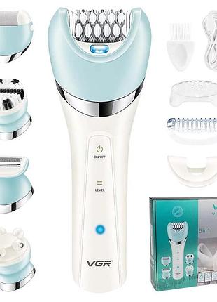 Беспроводной эпилятор vgr v-703 5 в 1 для женщин удаление волос и пилинг кожи массажный прибор dm-11