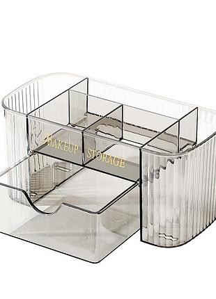 ★➚органайзер для косметики lesko 5057 белый пластиковый настольный контейнер для макияжа и бижутерии dm-11