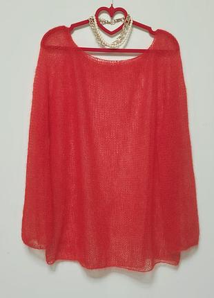 Паутинка свитер блуза женская из итальянского мягкого мохера красного цвета на размер s-l