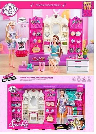 Лялька з меблями 7025 (12) туалетний столик, шафа, висота ляльки 30 см, прикраси, одяг, взуття, аксесуари, рухливі кінцівки, в