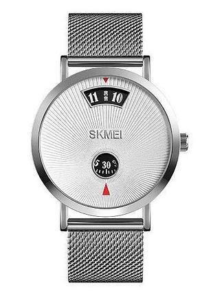 Мужские наручные часы skmei 1489 серебристые кварцевые классические часы для мужчин с водонепроницаемост ve-33