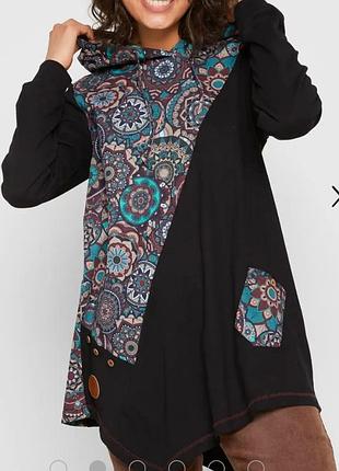 Бавовняна туніка з капюшоном хвеликого розміру