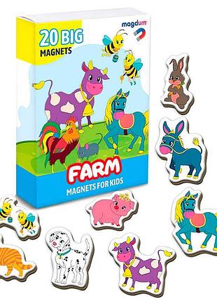 Игра набор магнитов "farm" ml4031-32 en (70) "magdum", в удобной коробке