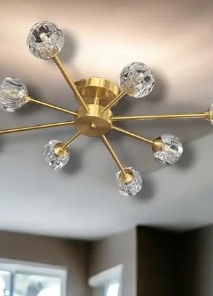 Светодиодная люстра ирис 5008 золотая 8 плафонов для дома и офиса хрустальная потолочная лампа dm-11