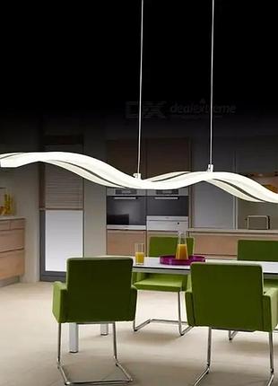 Светодиодная люстра волна белая 100х10см для дома и офиса потолочный светильник с пультом управления dm-11