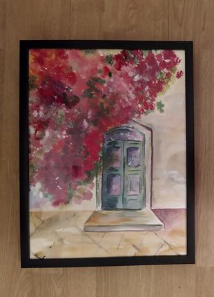 Картина 40*30 акварель "итальянская улочка" ручная работа