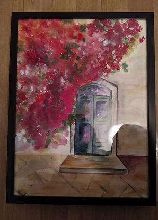 Картина 40*30 акварель "итальянская улочка" ручная работа