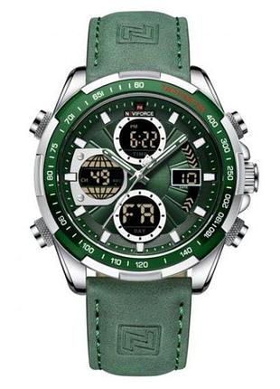 Годинники чоловічі наручні naviforce fly armygreen тактичні кварцові з підсвічуванням та будильником ve-33