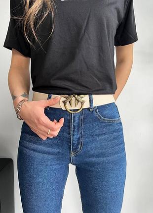 Женский ремень пояс pinko пинко бежевый + золото