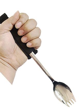 ★➚столовый набор 2 в 1 lesko для людей с тремором вилка ложка с фиксатором для ослабленного хвата реабилит