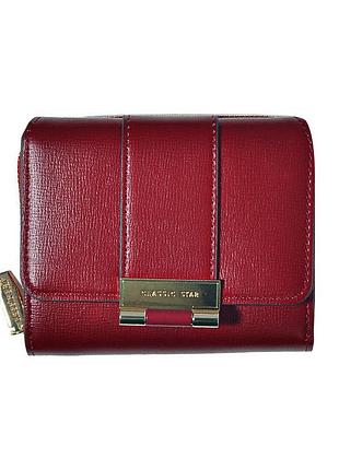 ★➚женский кошелек eastern star тройного сложения для купюр и карт на молнии красный бумажник для повседнев