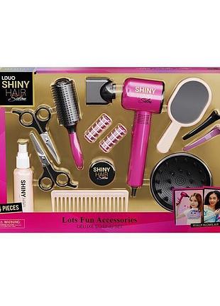 Детский набор парикмахера 626021 (18) 14 элементов, функциональный фен, насадка, ножницы, заколки, бигуди,