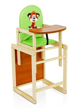 Детский трансформер стульчик из кожзаменителя №2063 - 'тигр' салатового цвета тм 'мася'