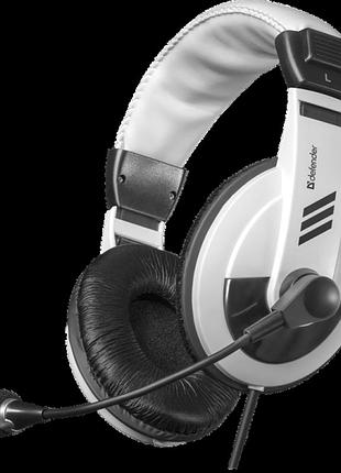 Навушники провідні defender gryphon hn-750 накладні білі для музики та спілкування з мікрофоном dm-11