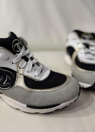 Кросівки chanel tricolor із замші, сітки та шкіри з лого cc (оригінал, номерні)