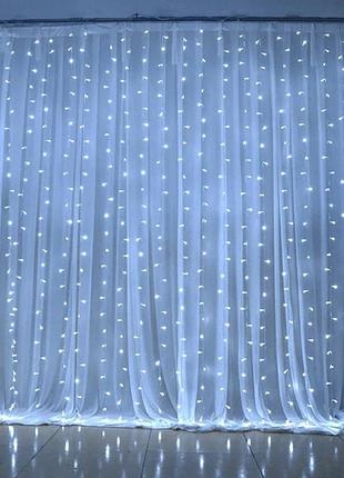 Гірлянда штора водоспад 240-ww led 2м х 2м холодний білий світлодіодне освітлення для декору інтер'єру с ve-33