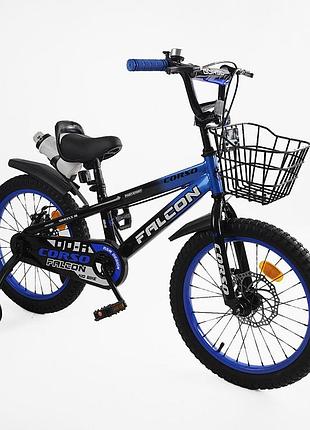 Велосипед двухколесный "corso falcon" 18 дюймов (fl-18020) доп. колеса, звонок, бутылочка, корзинка