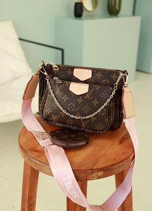 Сумочка louis vuitton 3 в 1 клатч- кросс-боди двойная розовый 3в1
