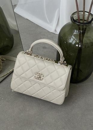 Сумка женская chanel trendy cc lambskin premium молочный шанель