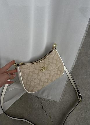 Женская сумка coach bolso de hombro teri молочный через плече коуч