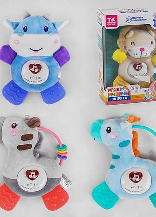 Мягкая музыкальная погремушка 53796 (36/2) "tk group" с озвучиванием на украинском, световые эффекты, съемный