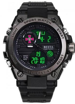 Мужские наручные часы besta tattoo зсу черные кварцевые тактические часы для армии и спорта ve-33