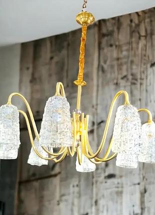 Светодиодная люстра oрбита 5030 золотая потолочный светильник для дома и офиса энергосберегающий освещаю ve-33