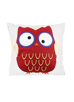★➚детская хлопковая подушка lesko bp-30 совушка 30х30см красная бежевый антистрессовая подушка для сна dm-11