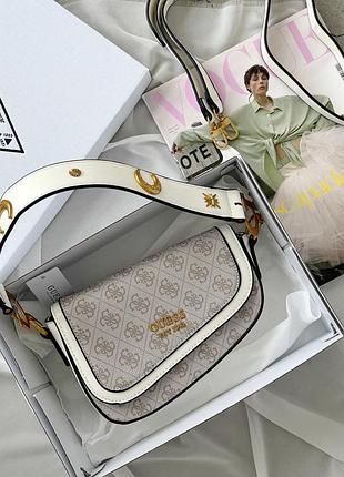 Жіноча сумка сідло guess est 1981 пудровий гес