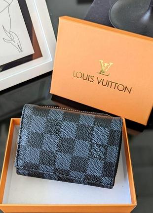 Кошелек louis vuitton черный клетка lux качество луи витон мини конверт