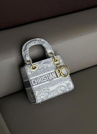 Женская сумка леди диор серый тигр мини премиум качество christian dior