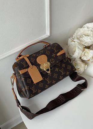 Женская сумка луи виттон саквояж большая louis vuitton коричневый с рыжим