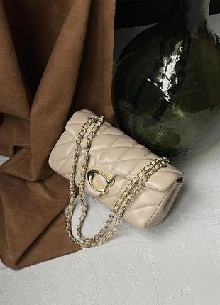 Женская сумка клатч coach butik бежевый коуч на плечо