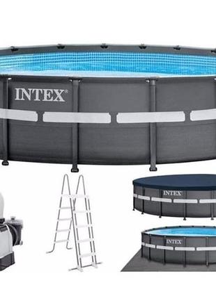 ★➚каркасный бассейн intex ultra xtr 549 см для дачи и отдыха круглый с фильтром 6000 л/ч dm-11