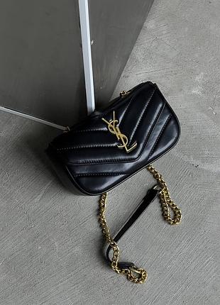 Женская сумка yves saint laurent loulou leather bag через плечо черный лоран small size