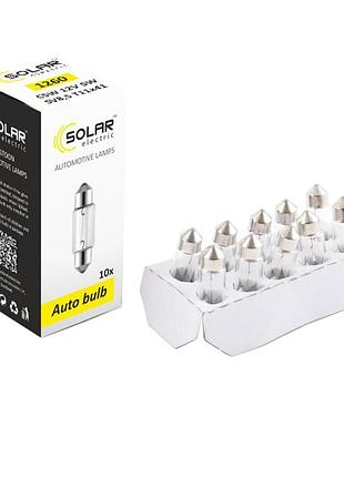 ★➚лампа накаливания solar c5w 12v 5w для авто белая 10шт замена штатных ламп освещение для автомобиля dm-11