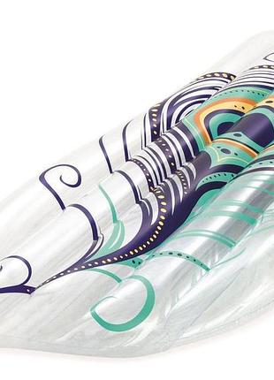 ★➚надувний плотик павиче перо bestway 189x79 см для плавання та відпочинку білий вініловий плотик dm-11