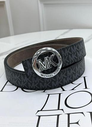 Ремень унисекс пояс michael kors черный серебро мишель корс