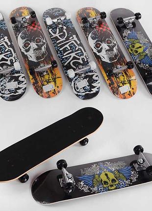 Скейтборд с 32028 с подшипником abec-9 и полиуретановыми колесами d=5,5см, 6 видов микс
