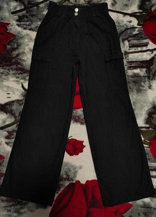 Черные,широкие, брючины, штаны палаццо для девочки 11-12 р