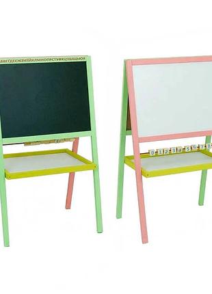 Детский магнитный мольберт «мася» с цветной полкой 140, сосна